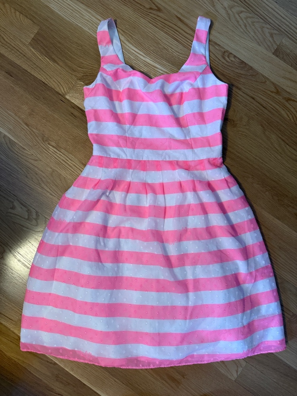 Women’s Pink and White Striped Sleeveless Dress